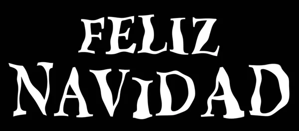 Веселого Різдва картки шаблон з білим вітання ізольовані на чорному тлі на іспанською мовою. Feliz navidad. — стокове фото