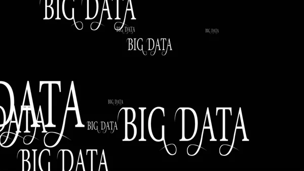 Muitas palavras Big Data lettering isolado no fundo preto . — Fotografia de Stock