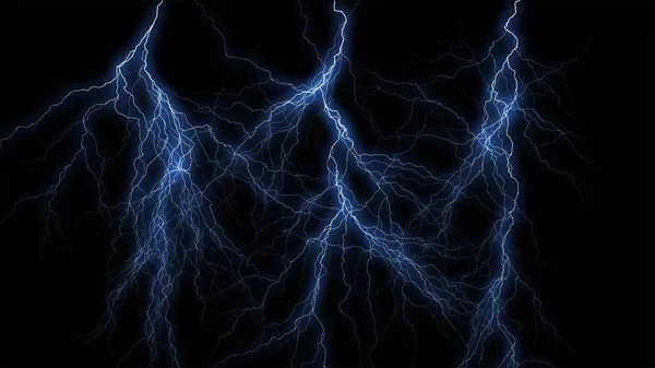 Set of three different lightning bolts isolating on black background — Stock Photo, Image