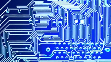Dolly hareket devre kartı yukarıda. Elektronik bilgisayar donanım teknolojisi. Anakart dijital çip. Teknik bilim arka plan. Bilgi mühendislik bileşeni.