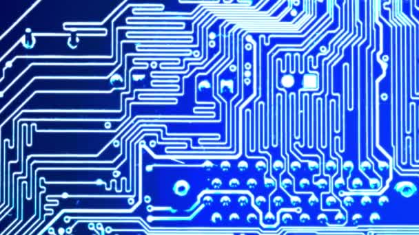 Dolly beweging boven het Circuit bord. Elektronische computer hardwaretechnologie. Moederbord digitale chip. Tech wetenschap achtergrond. Engineering onderdeel van de gegevens. — Stockvideo