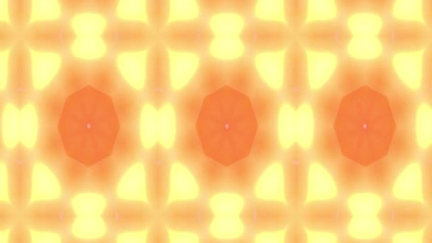 Kalejdoskop mönster 3d render bakgrund. Mandala geometrisk graphic print. Psykedeliska designelement för tapet, scrapbooking, tyg. Orange och gula positiva färger mönster. — Stockvideo