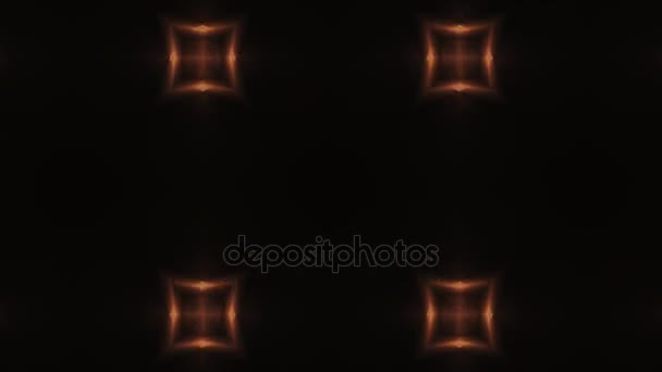 Animación caleidoscopio bengalas lente digital con luz brillante en fondo negro para textura y material — Vídeos de Stock