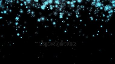 Güzel soyut Noel kar taneleri animasyon üst kısmında siyah ekran arka plan,