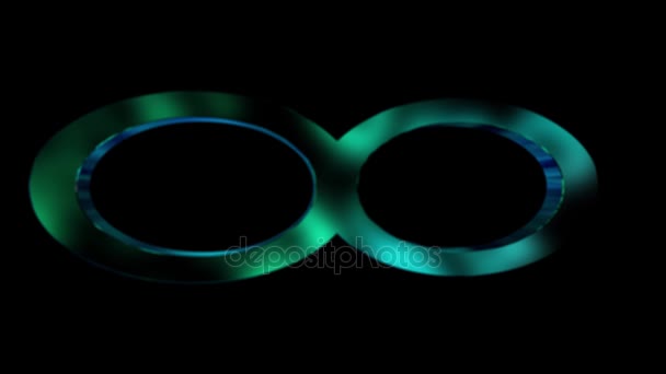 Infinity Sign Blue Green Colors Isolated White Turning — Stock Video