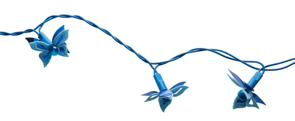 Guirnalda Mariposa Azul Navidad Sin Luces Aisladas Sobre Fondo Blanco —  Fotos de Stock
