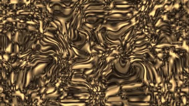 ゴールド クロスが飛んでいます 豪華な布の金の背景を抽象化またはグランジ テクスチャ シルク サテン素材の豪華な背景デザインの液体または波状のひだ — ストック動画