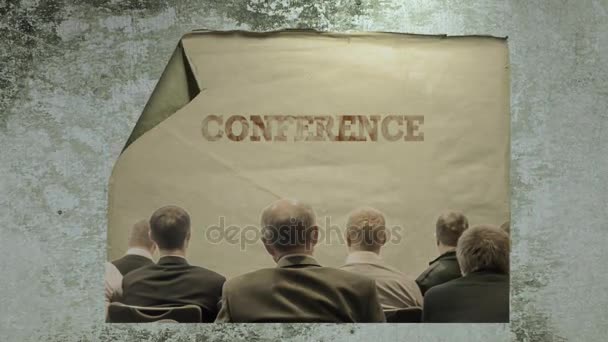 Eski Kağıt Conferece Yazıt Konferans Kamera Sarsıntısını Işığı Yanıp Söner — Stok video