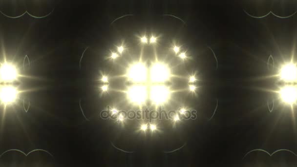 Kaleidoskop Lichtmuster Scheinwerfer Auf Dem Dunklen Hintergrund — Stockvideo