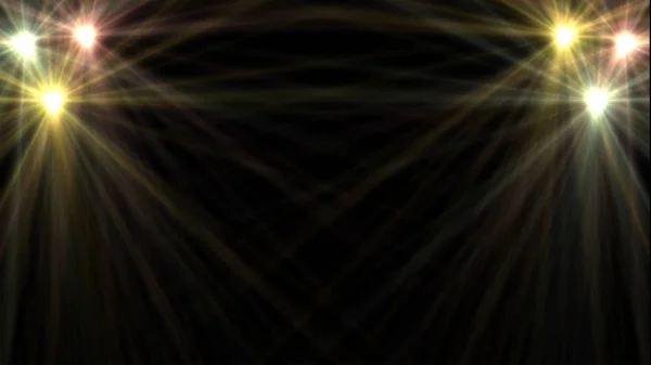 Две Группы Ярких Световых Прожекторов Верхней Части Темном Фоне Копировальным — стоковое фото