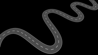 Siyah arka plan üzerine izole dolambaçlı yol. Yol yol üç konum Infographic şablonu ile iğne işaretçisi ve numaralarını 1,2,3. Kopya alanı olduğunuz metnin yanında işaretçiler için.