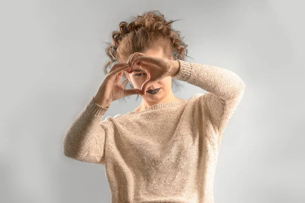 Occhi Visione Sani Ritratto Bella Donna Felice Sorridente Che Tiene — Foto Stock