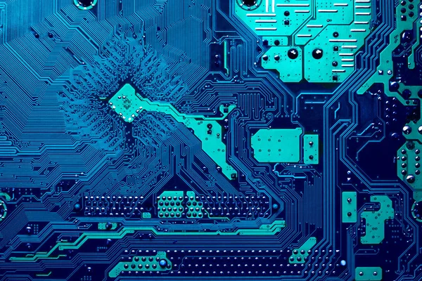 Blue Circuit Board Background Computer Motherboard — Stock Photo, Image