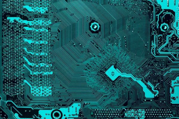 green circuit board background of computer motherboard