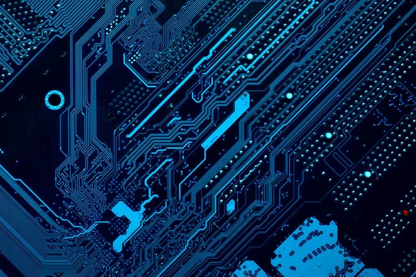 Blue Circuit Board Background Computer Motherboard — Stock Photo, Image