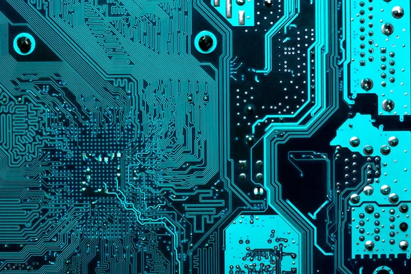 blue circuit board background of computer motherboard