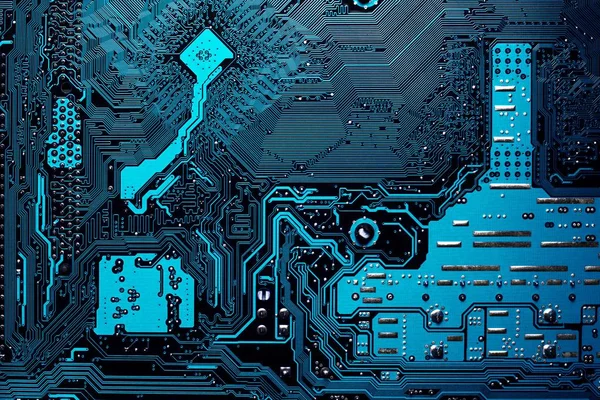 Bilgisayar Anakartının Mavi Devre Kartı Arka Planı — Stok fotoğraf