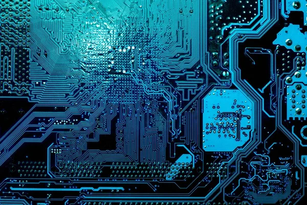 Blue Circuit Board Background Computer Motherboard — Stock Photo, Image