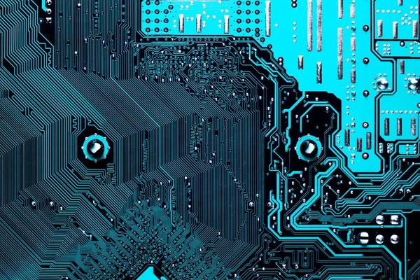 blue circuit board background of computer motherboard