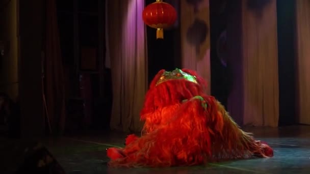 Red Lion Dance Show Nel Festival Cinese Capodanno — Video Stock