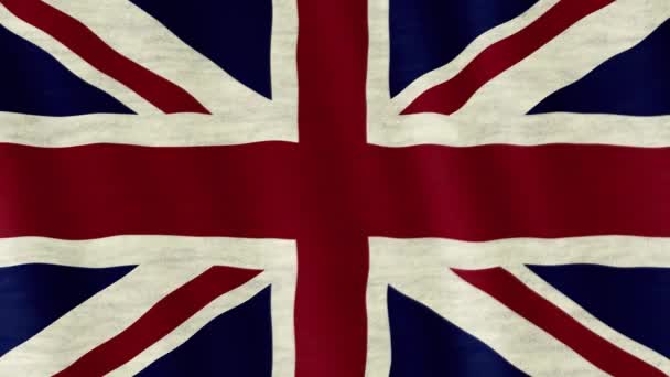 Närbild Storbritannien Union Jack Flaggan Blåst Vinden — Stockvideo
