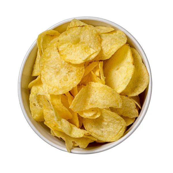 Chips Dans Une Plaque Isolée Sur Fond Blanc — Photo