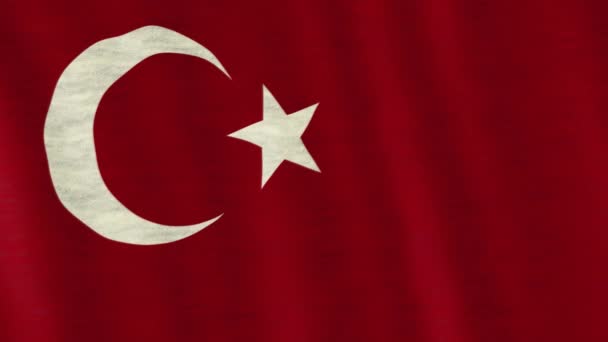 Close Van Turkije Vlag Geblazen Wind — Stockvideo