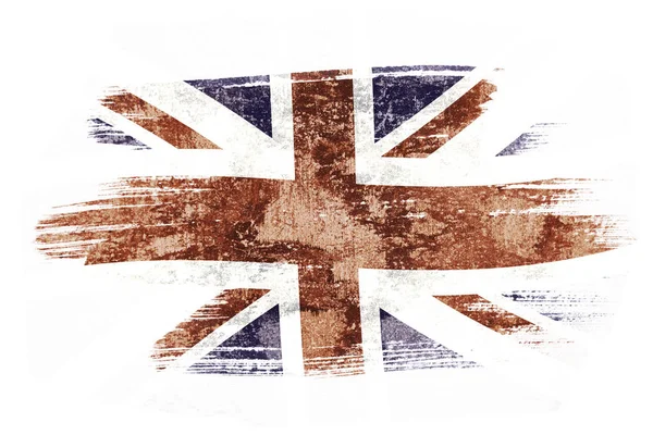 Pincel Arte Aquarela Pintura Bandeira Reino Unido Soprada Vento Isolado — Fotografia de Stock