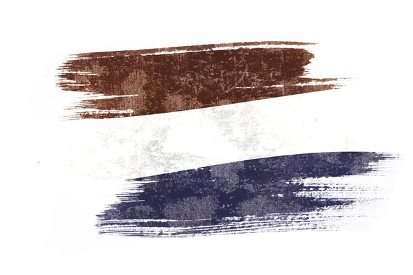 Художественная Кисть Акварель Флаг Нидерландов Выдувается Ветру Изолированы Белом Фоне — стоковое фото