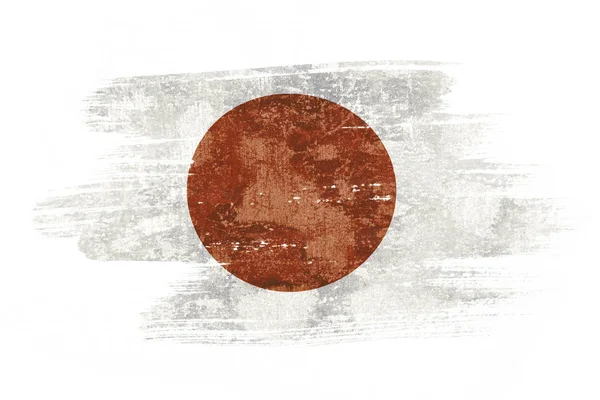 Kunst Pinsel Aquarell Malerei Der Japanischen Flagge Wind Geblasen Isoliert — Stockfoto
