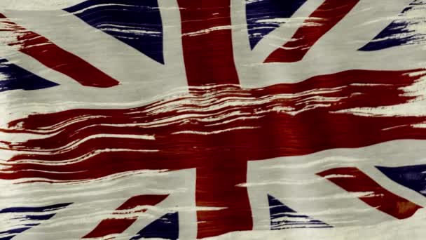 Tett Kunstbørste Akvarellmaling Storbritannia Storbritannia Storbritannia Union Jack Flagg Blåst – stockvideo