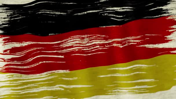 Primer Plano Del Pincel Arte Acuarela Pintura Alemania Bandera Soplado — Vídeos de Stock