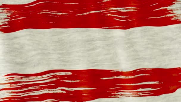 Closeup Arte Pincel Aquarela Pintura Áustria Bandeira Soprada Vento — Vídeo de Stock