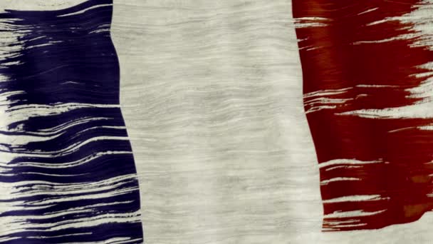 Nahaufnahme Von Kunst Pinsel Aquarell Malerei Frankreich Flagge Den Wind — Stockvideo