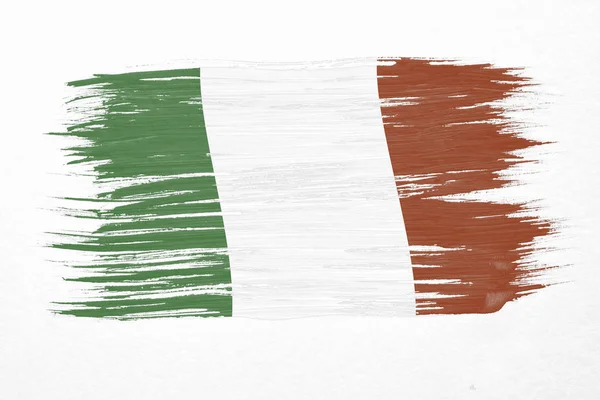 Kunst Penseel Aquarel Van Italië Vlag Geblazen Wind Geïsoleerd Witte — Stockfoto