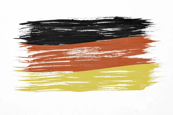 Kunst Pinsel Aquarell Malerei Von Deutschland Flagge Wind Geweht Isoliert — Stockfoto