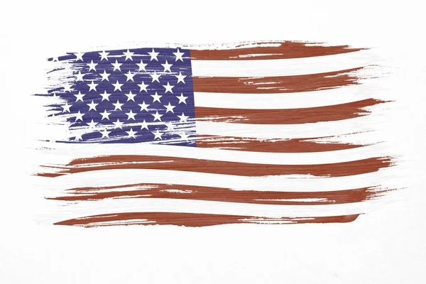 Kunst Pinsel Aquarell Malerei Der Usa Flagge Wind Geblasen Isoliert — Stockfoto