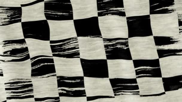 Closeup Art Brush Watercolor Painting Checkered Black White Racing Flag — Stock Video