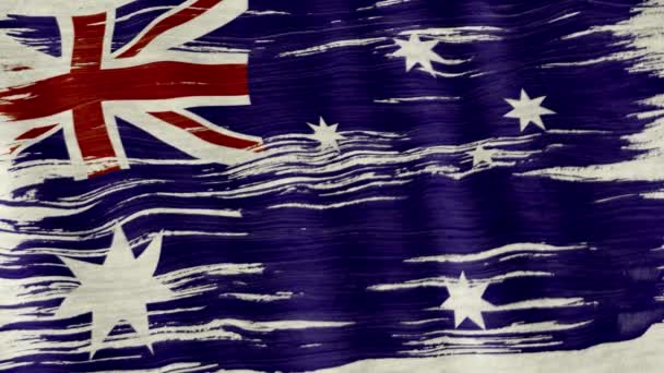 Närbild Art Pensel Akvarell Målning Australien Flagga Blåst Vinden — Stockvideo