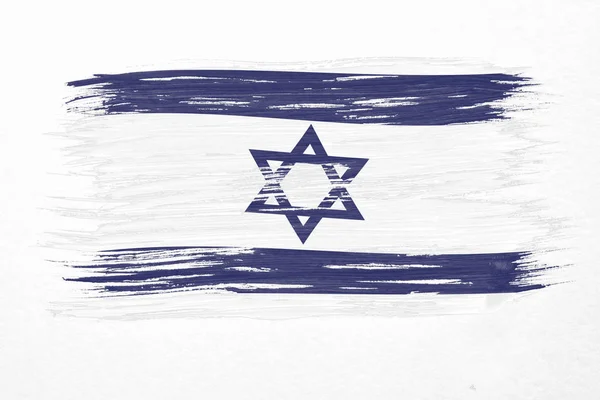 Art Brush Watercolor Painting Israel Flag Blown Wind Isolated White — Stock Photo, Image