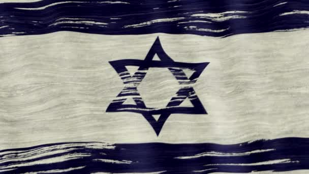 Primer Plano Del Pincel Arte Acuarela Pintura Israelil Bandera Soplada — Vídeo de stock