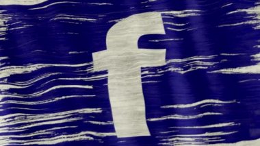 Moskova, Rusya - 22 Mart 2018: Closeup sanat fırça suluboya resim Facebook bayrak Rüzgar, logo animasyon sallayarak.