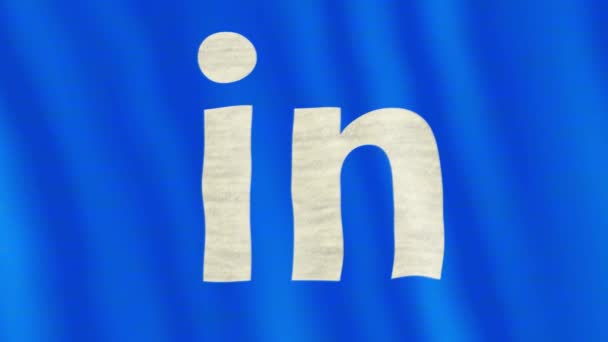 Moskou Rusland Maart 2018 Linkedin Vlag Zwaaien Aan Wind Logo — Stockvideo