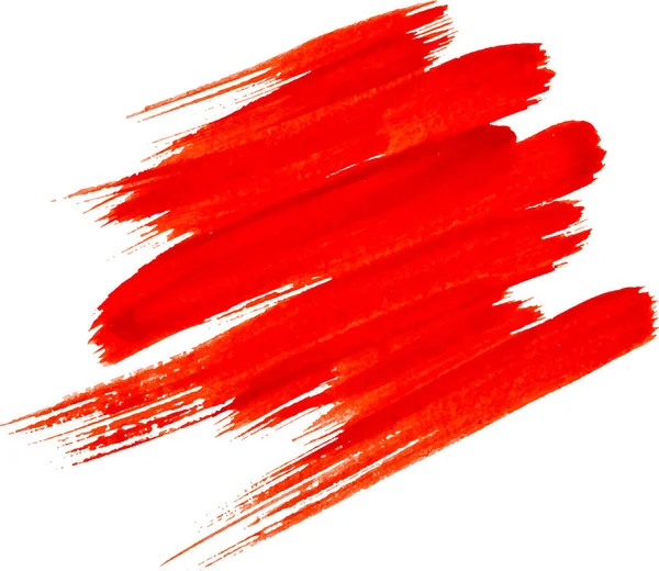 Rotes Aquarell Textur Farbe Fleck Glänzenden Pinselstrich — Stockvektor