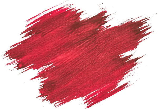 Colore Rosso Acquerello Texture Pennello Macchia Colpo — Vettoriale Stock