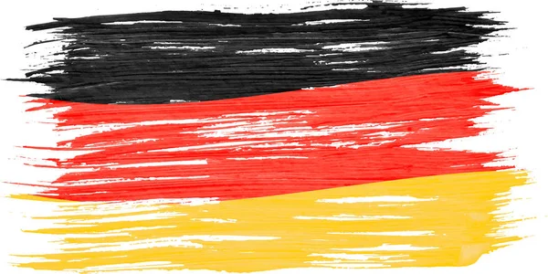 Pincel Arte Aquarela Pintura Alemanha Bandeira Soprada Vento Isolado Fundo — Vetor de Stock