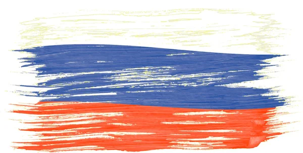 Kunst Pinsel Aquarell Gemälde Der Russischen Flagge Wind Geblasen Isoliert — Stockvektor