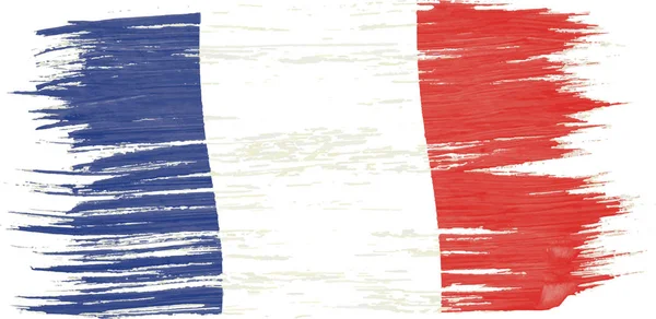 アート ブラシ白背景に分離された風を受けフランス国旗の水彩画 — ストックベクタ
