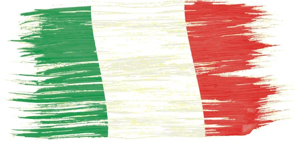 Kunst Penseel Aquarel Van Italië Vlag Geblazen Wind Geïsoleerd Witte — Stockvector