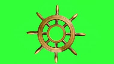 eski ahşap direksiyon simidi hromakey, iş liderlik, seyahat kavramı arka planı dönüyor.